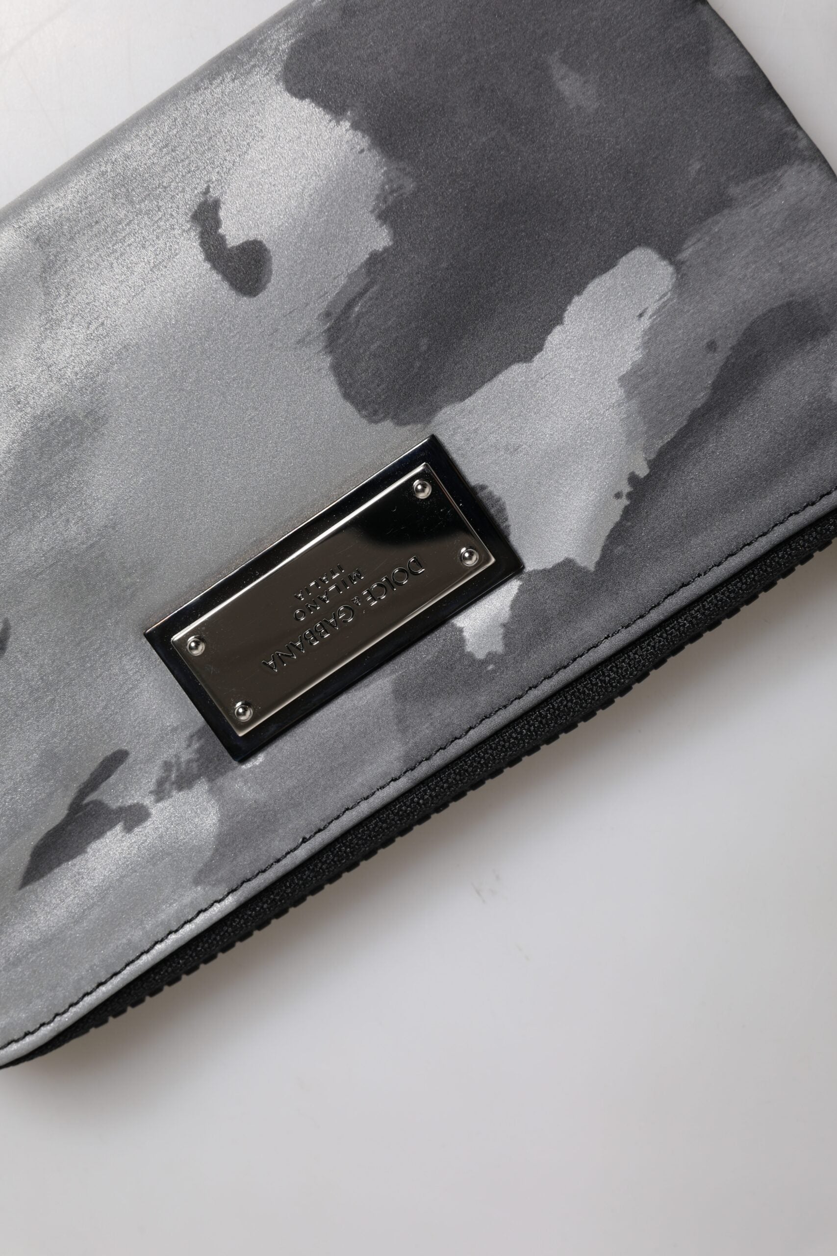 Black Gray Camouflage Logo Plaque Keyring Pouch Bag And Cotton Polyester