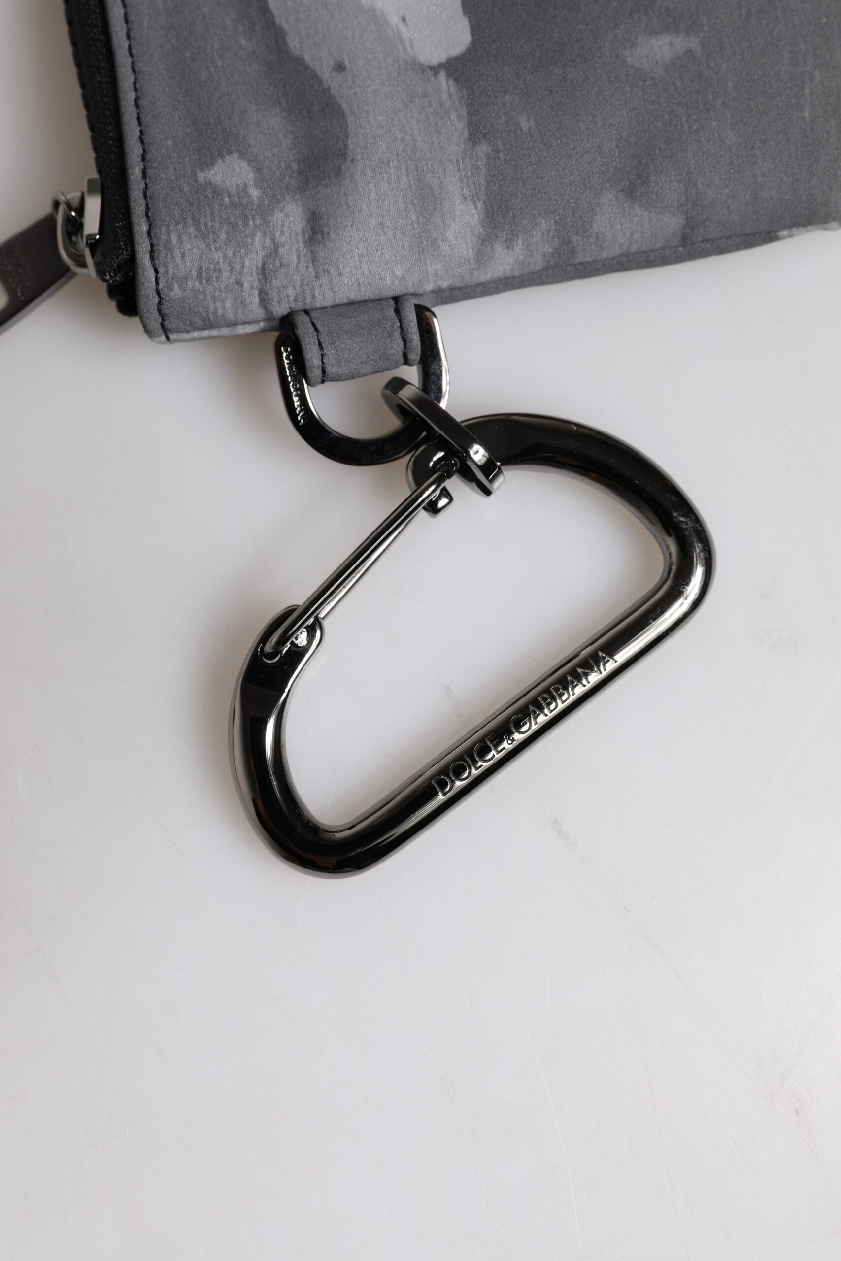 Black Gray Camouflage Logo Plaque Keyring Pouch Bag And Cotton Polyester
