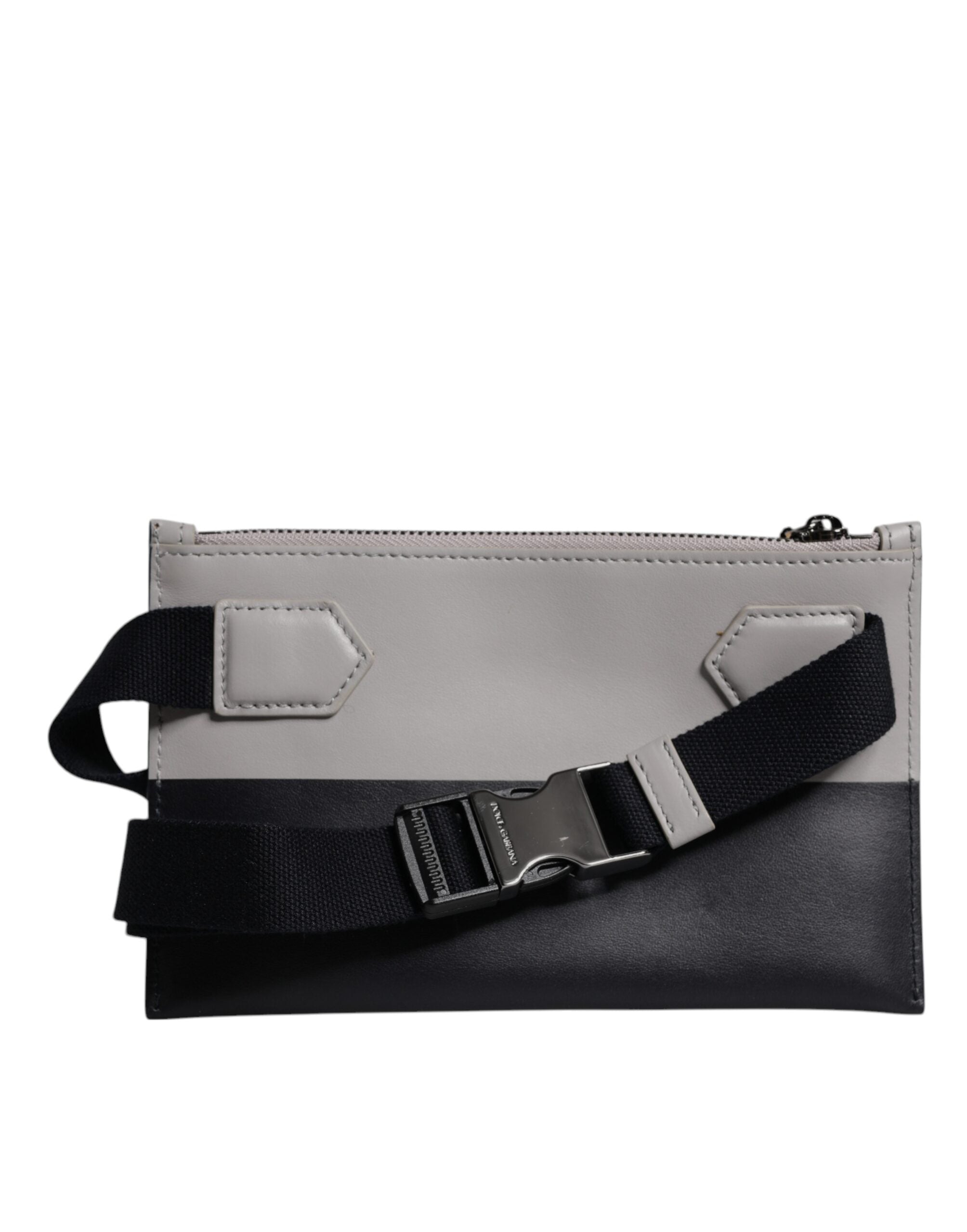 Black White Leather Logo Embossed Crossbody Bag And Calfskin Viscose Polyester