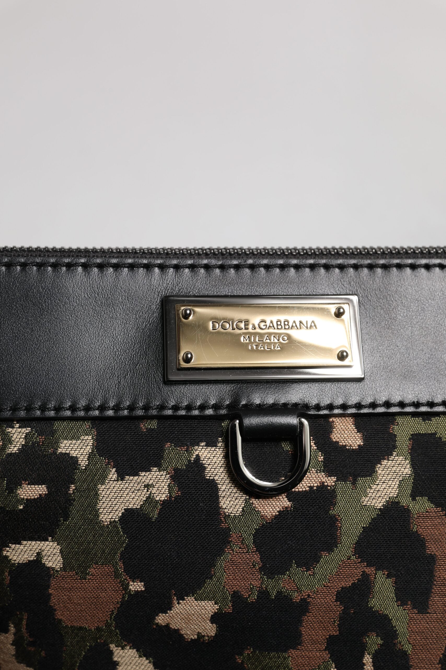 Multicolor Leopard Jacquard Print Logo Plaque Pouch Bag Cotton