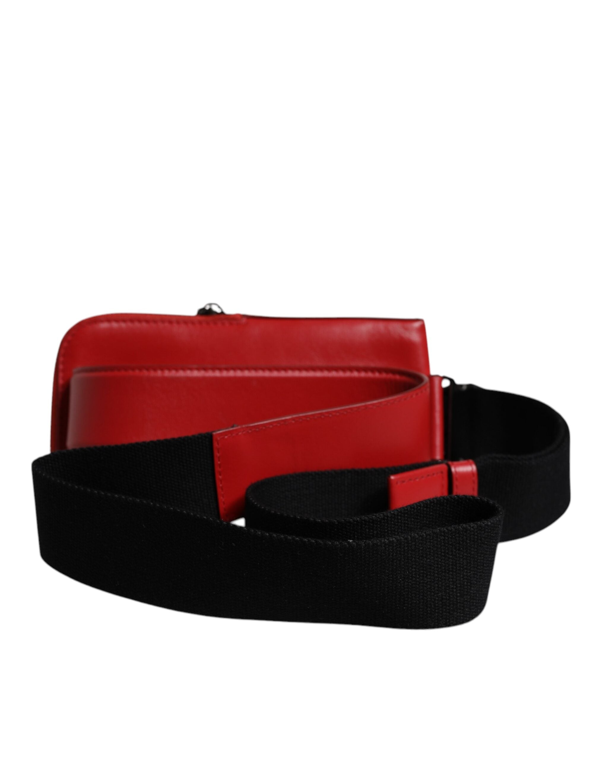 Red Calfskin Logo Purse Phone Belt Waist Bag Viscose