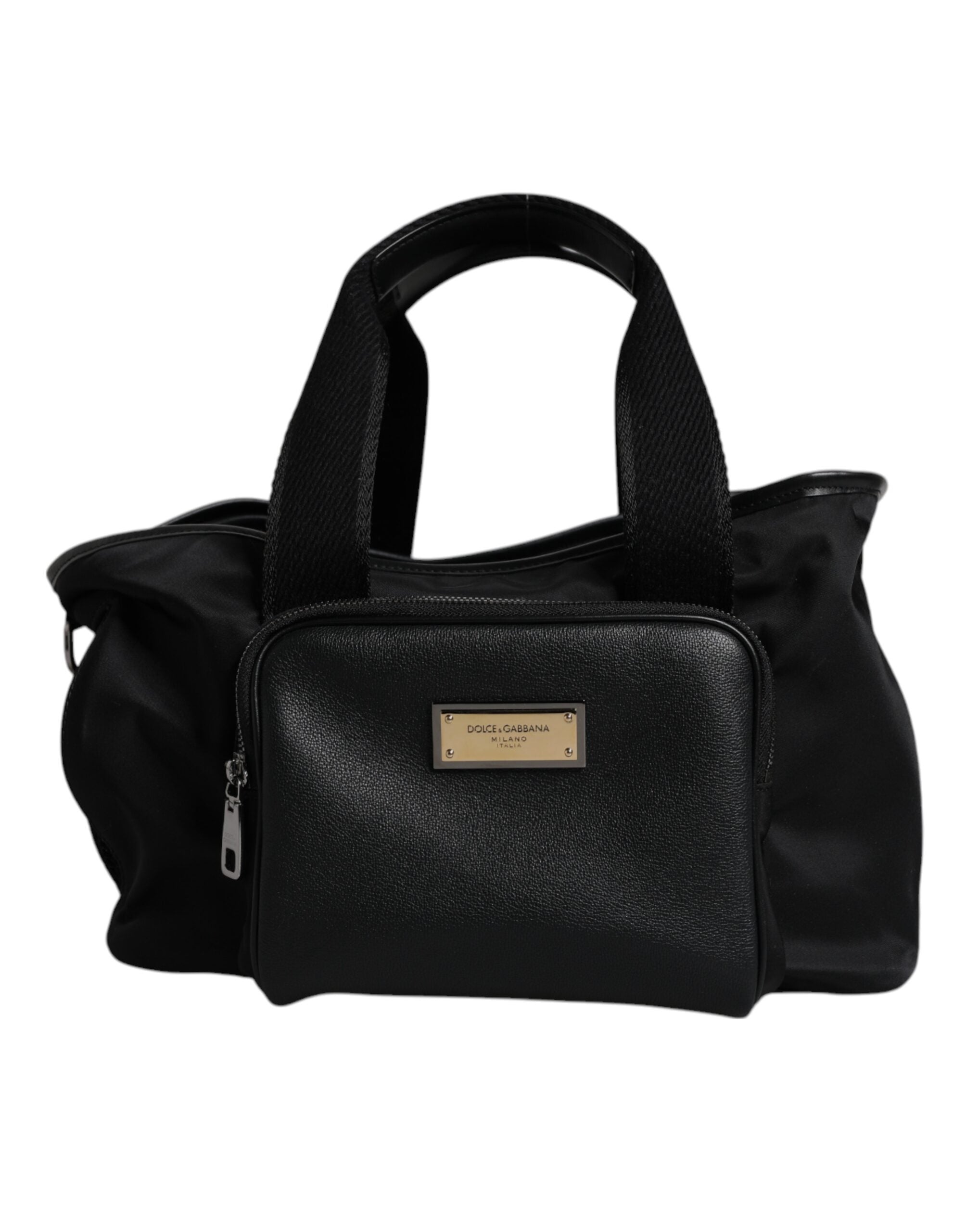 Black Shoulder Strap Pet Carry Logo Plaque Bag Nylon Leather Acrylic