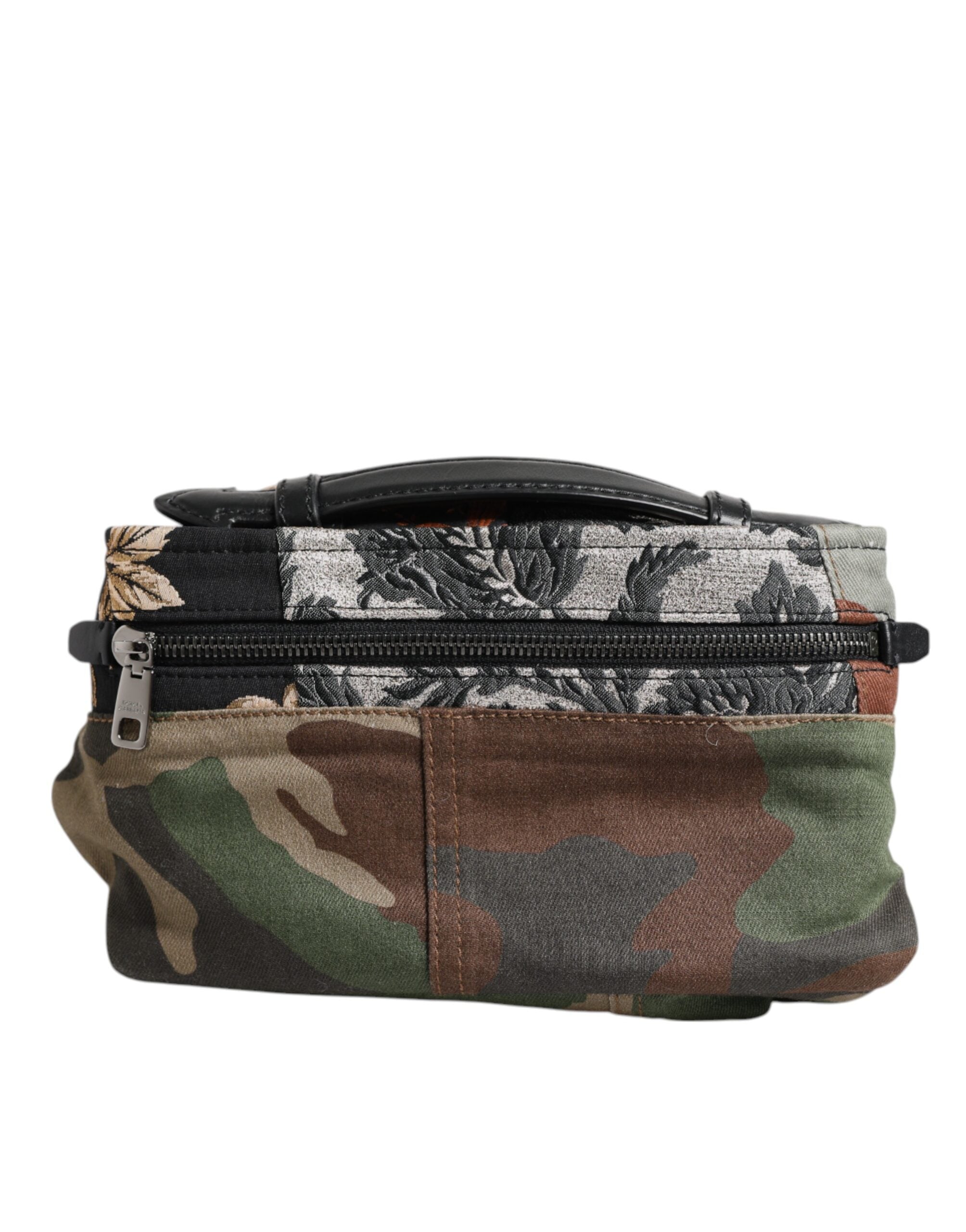Multicolor Camouflage Patchwork Logo Waist Fanny Pack Bag Cotton Leather Viscose