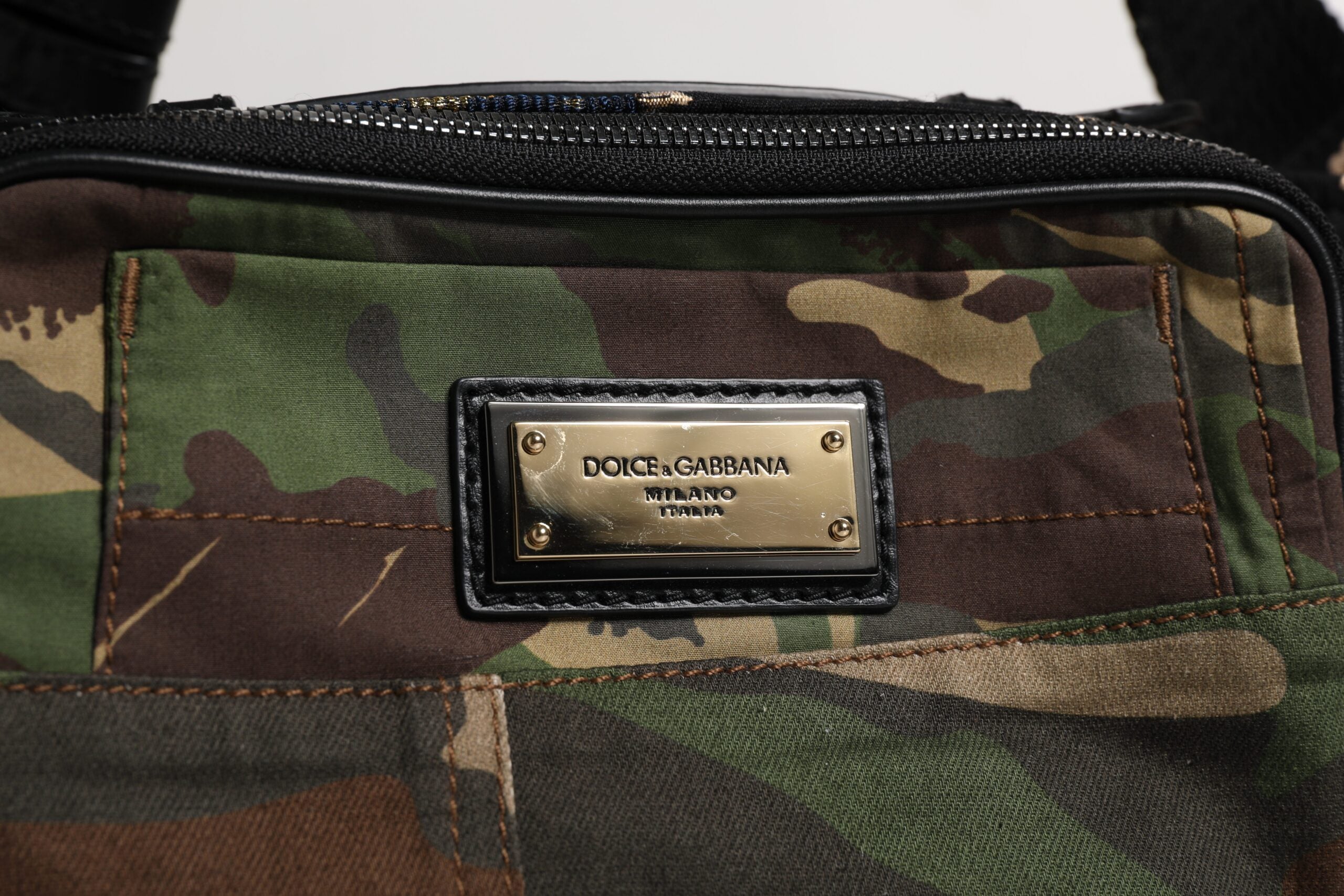 Multicolor Camouflage Patchwork Logo Waist Fanny Pack Bag Cotton Leather Viscose