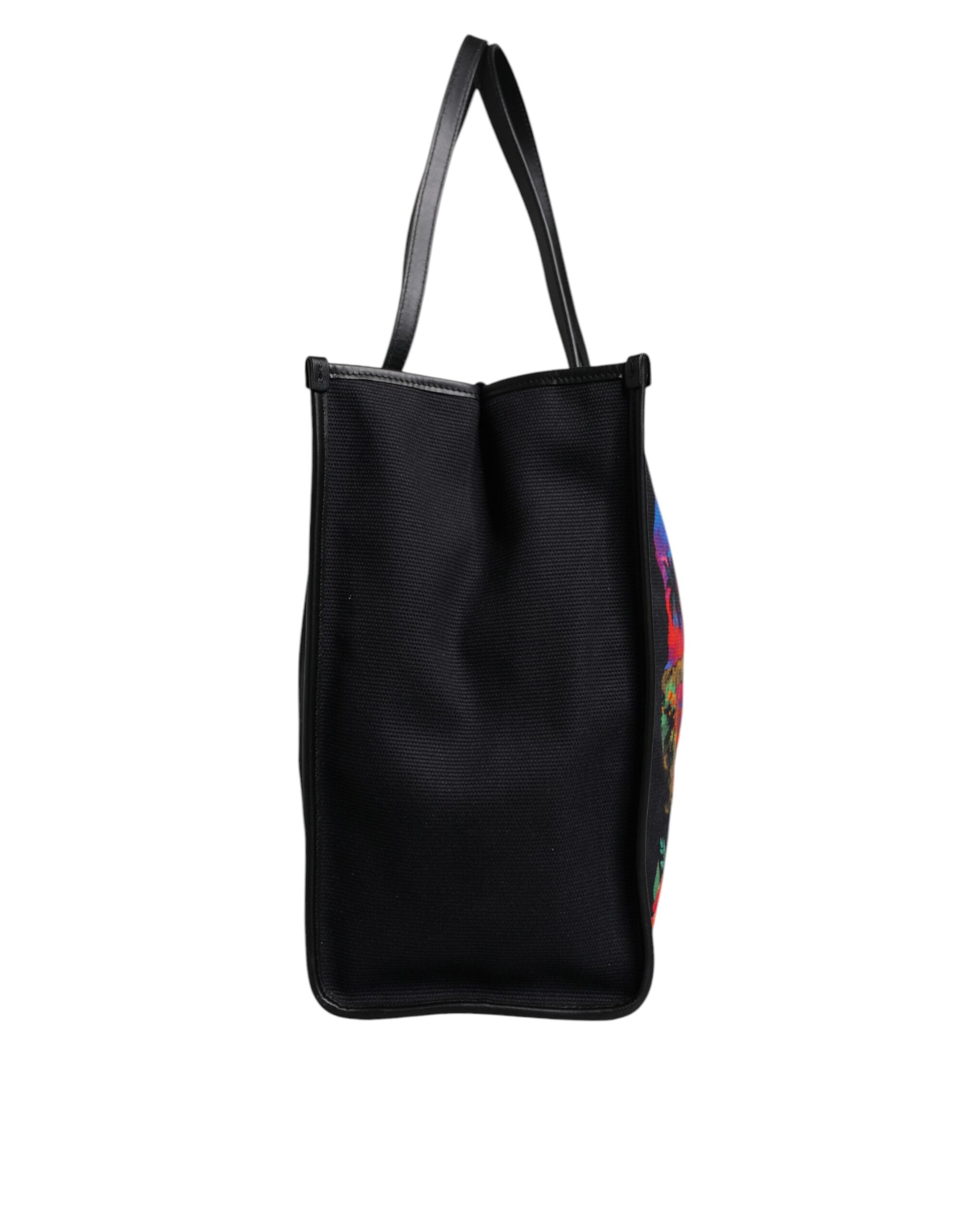 Multicolor Graphic Printed Top Handle Shopping Tote Bag Cotton Leather