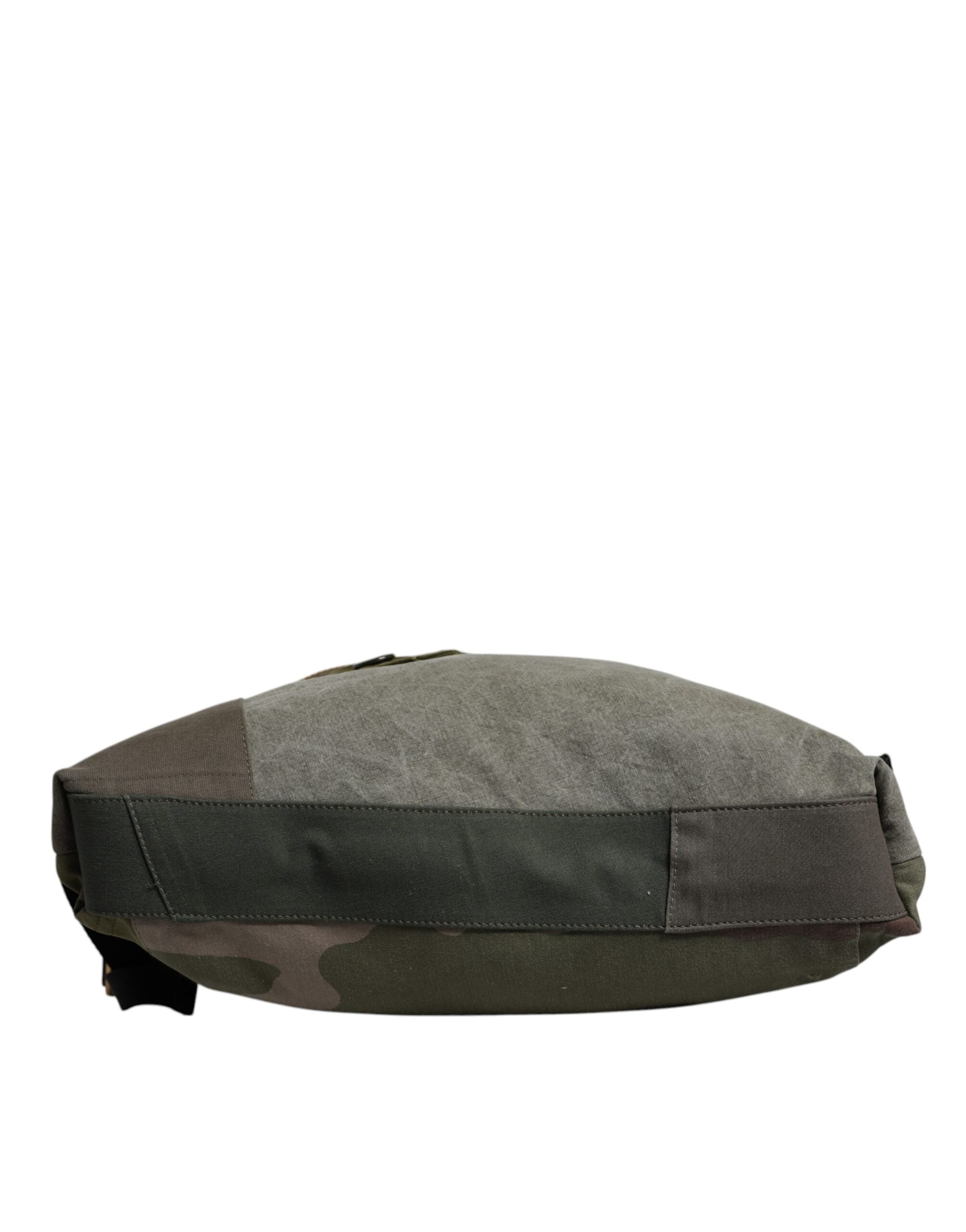 Military Green Patchwork Rucksack Backpack Bag Cotton Calf Leather Nylon