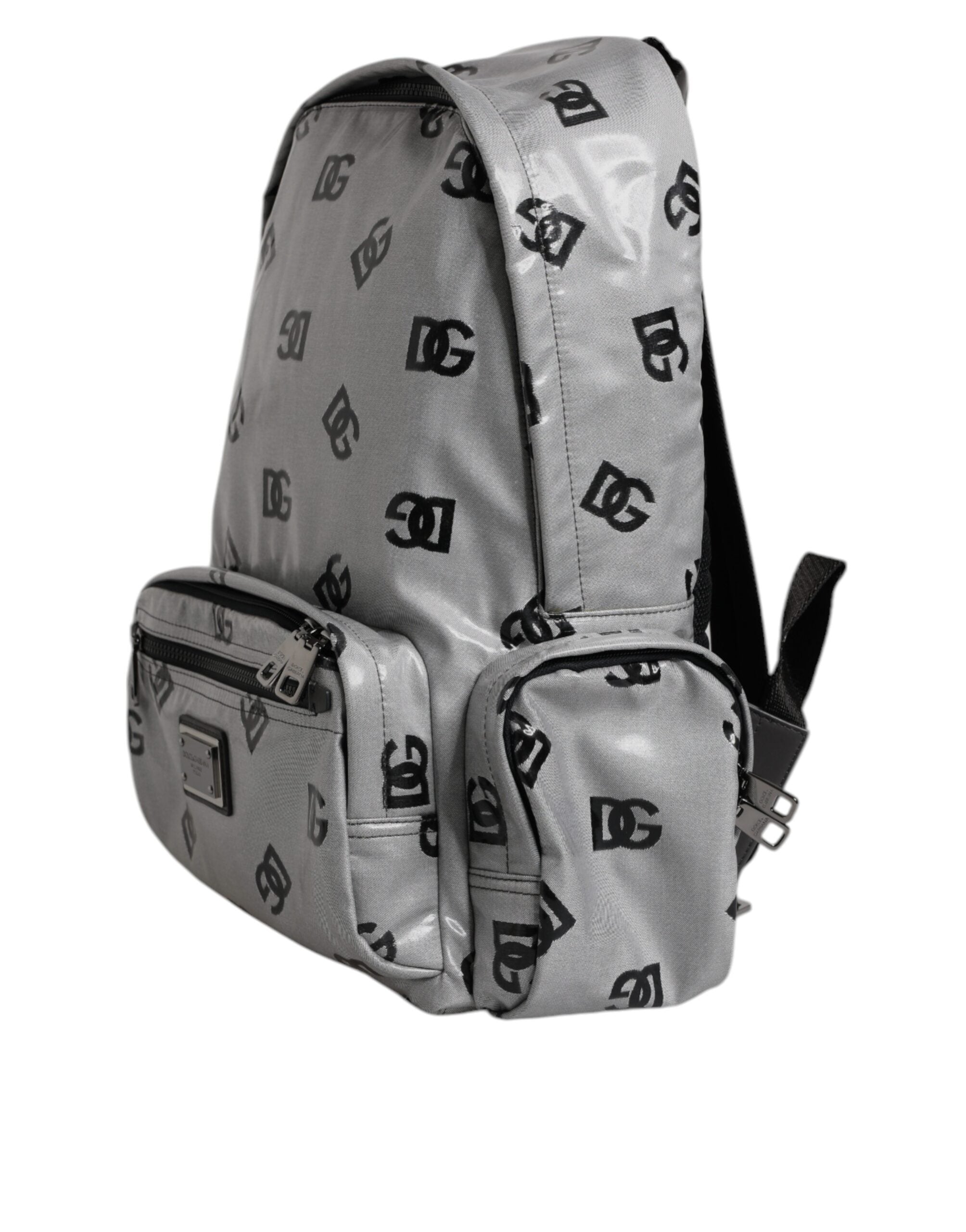 Polyester Gray Black Dg Logo Plaque Backpack Bag