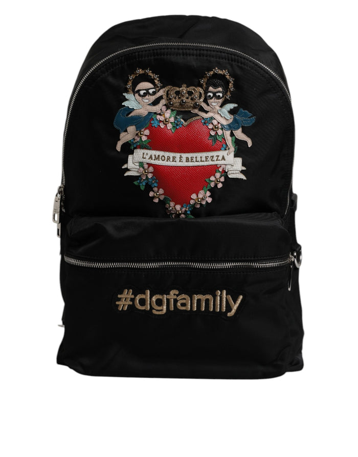 Black Nylon #dgfamily Embellished Backpack Vulcano Bag Pa Vit Ny Pc