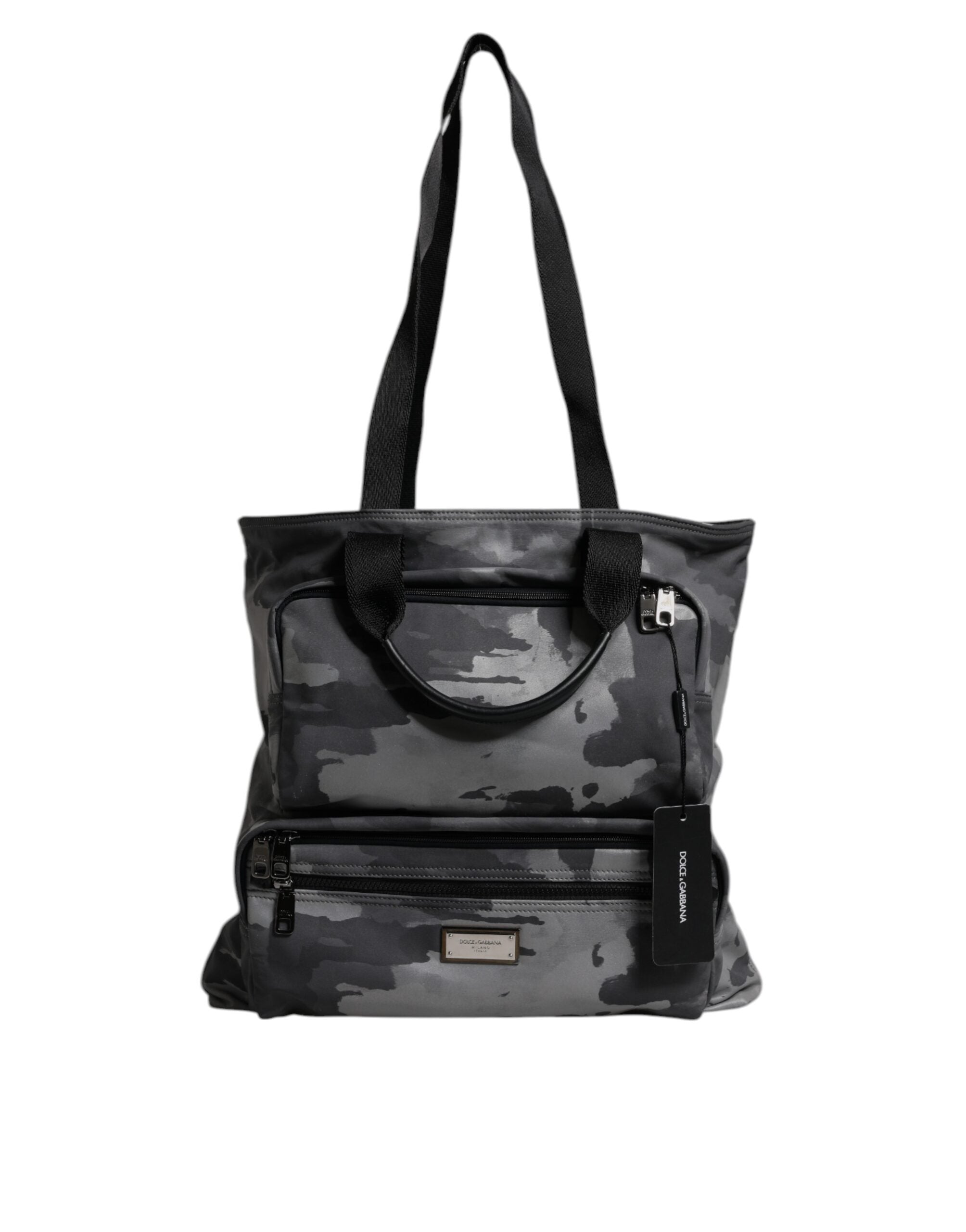 Black Camouflage Shoulder Strap Logo Plaque Bag Cotton Nylon Polyester Calf