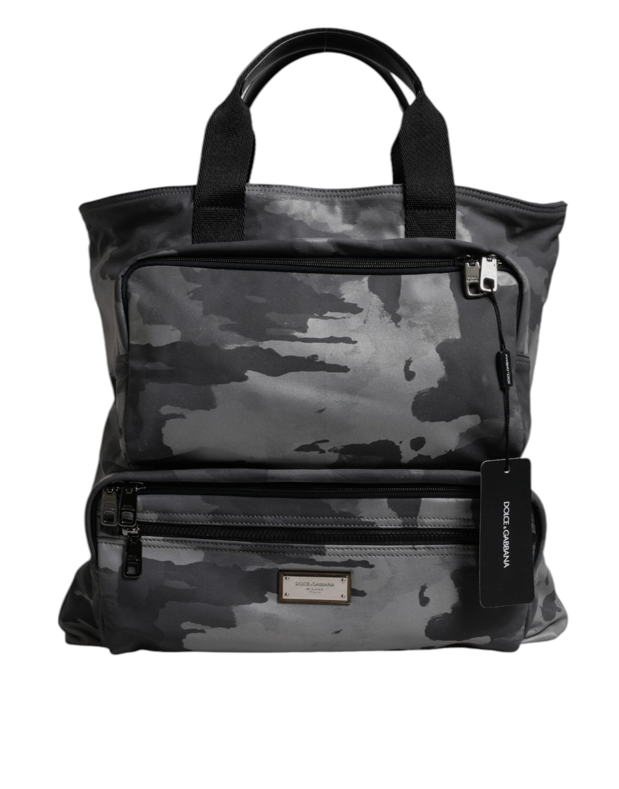 Black Camouflage Shoulder Strap Logo Plaque Bag Cotton Nylon Polyester Calf