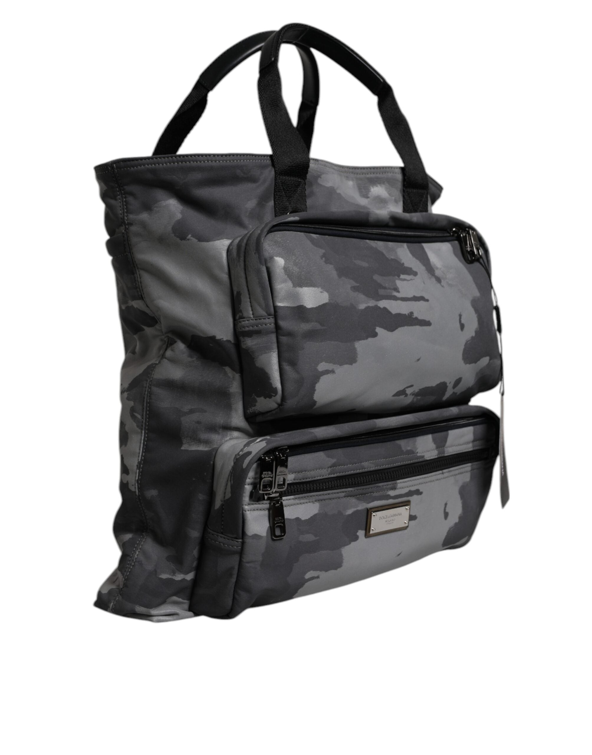 Black Camouflage Shoulder Strap Logo Plaque Bag Cotton Nylon Polyester Calf