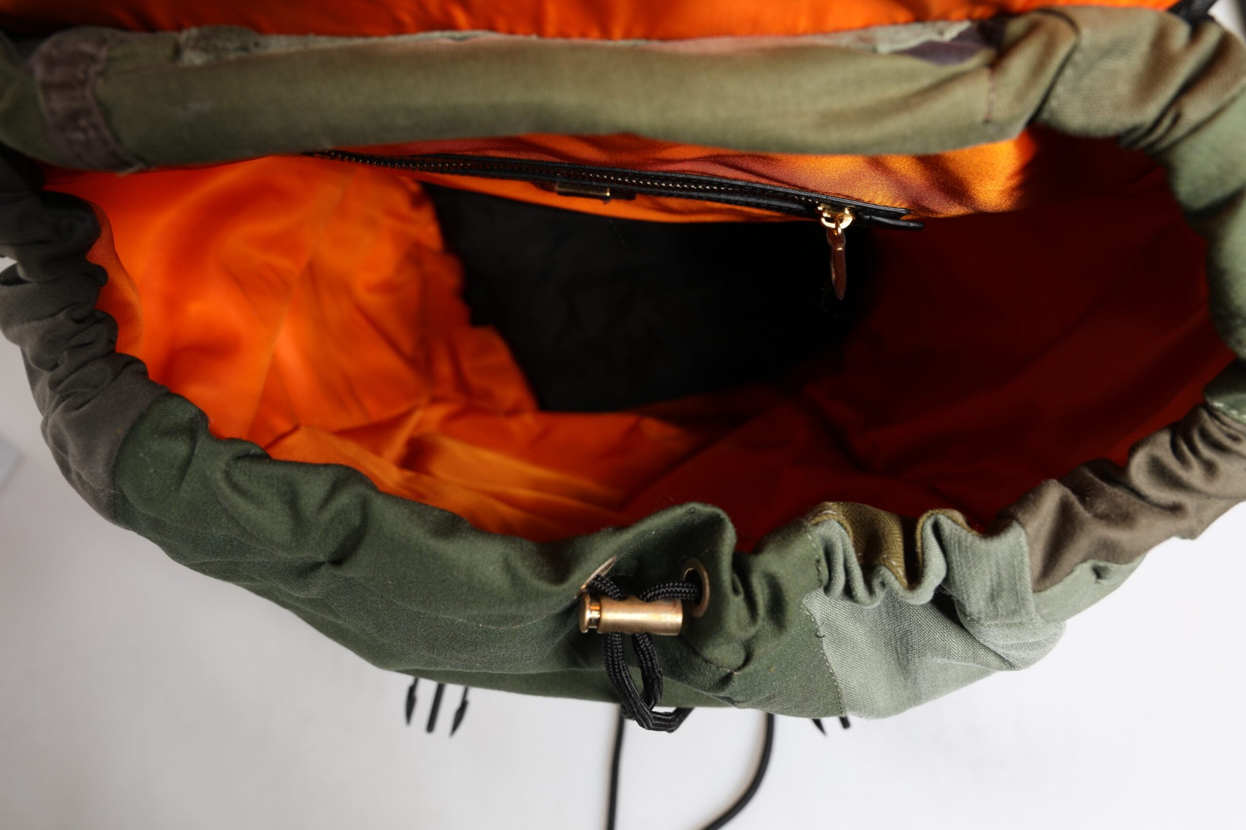 Military Green Patchwork Travel Backpack Bag Cotton Leather Nylon