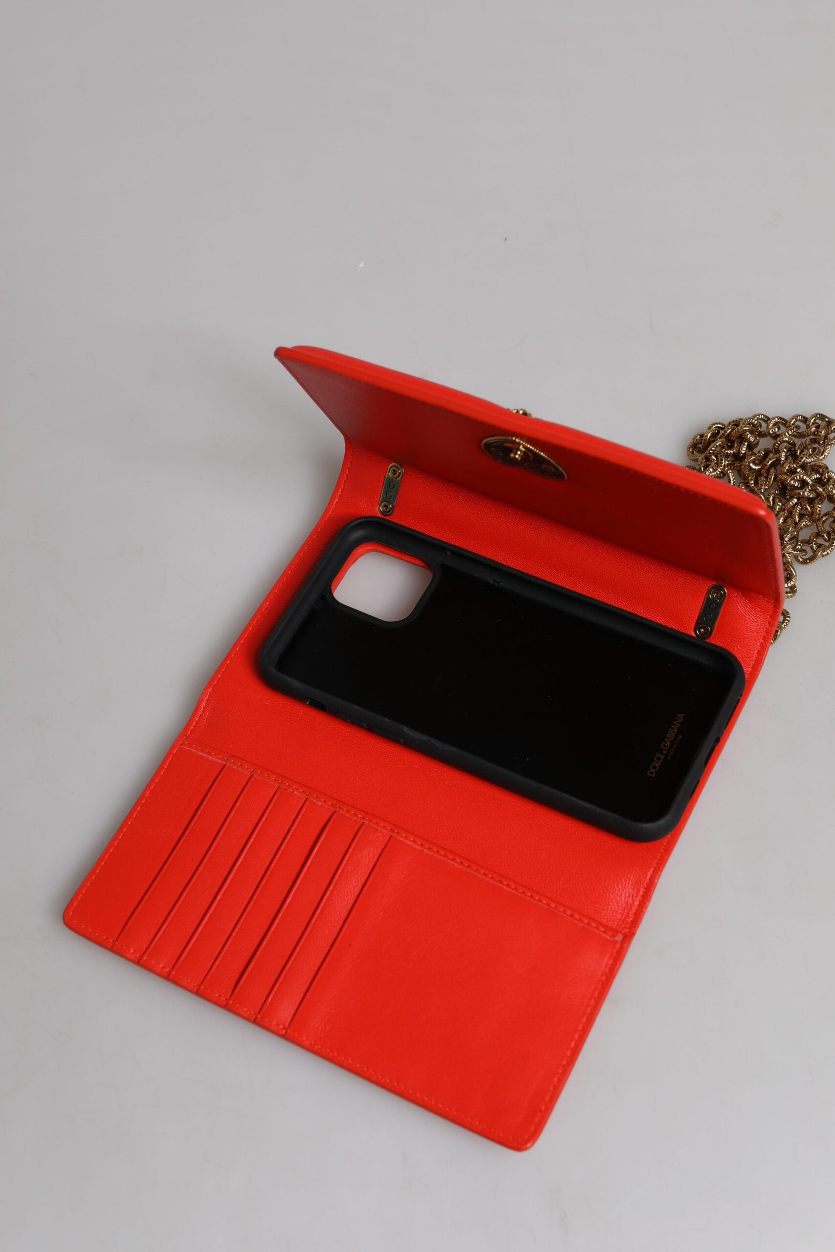 Red Quilted Devotion Crossbody Chain Phone Cover Bag Lamb Leather