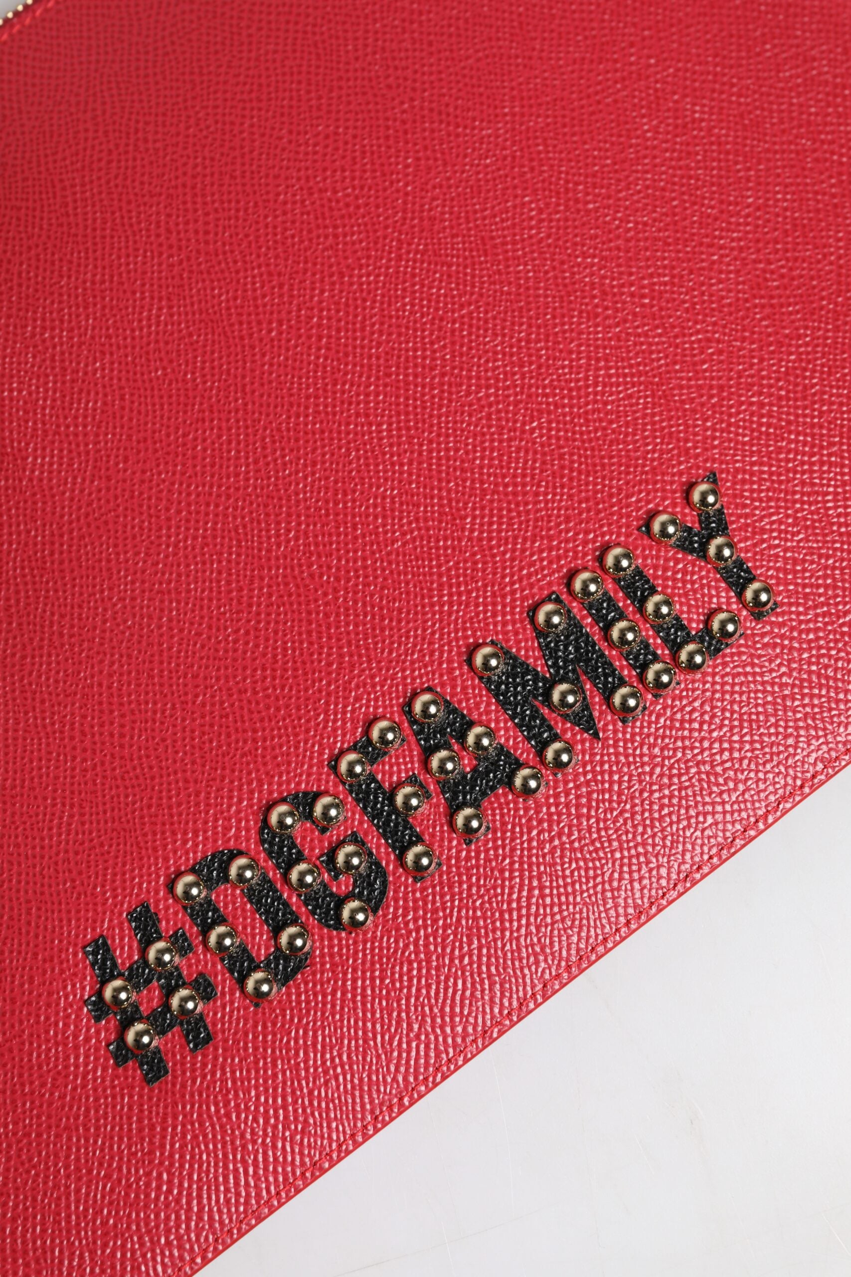 Red #dgfamily Embellished Leather Clutch Bag Calfskin