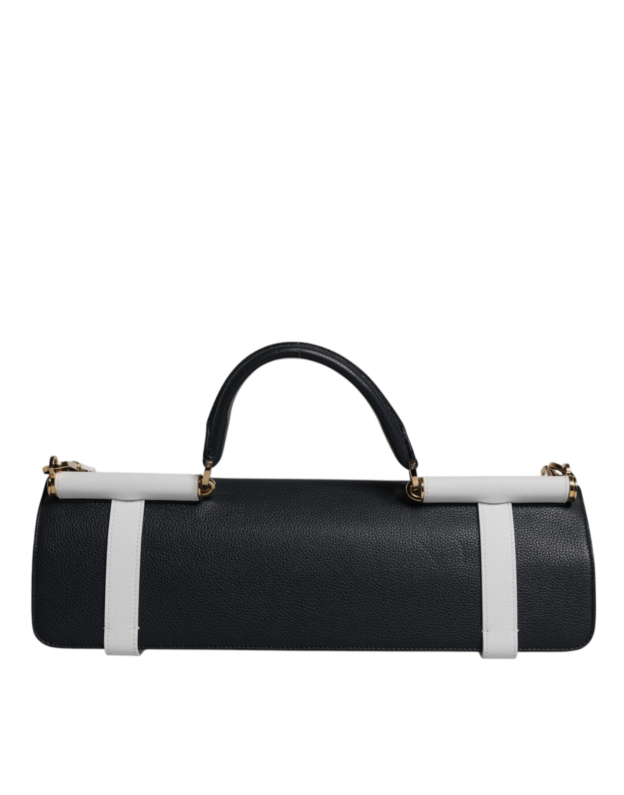 Blue White Calfskin Leather Crossbody Shoulder Bag And Cotton