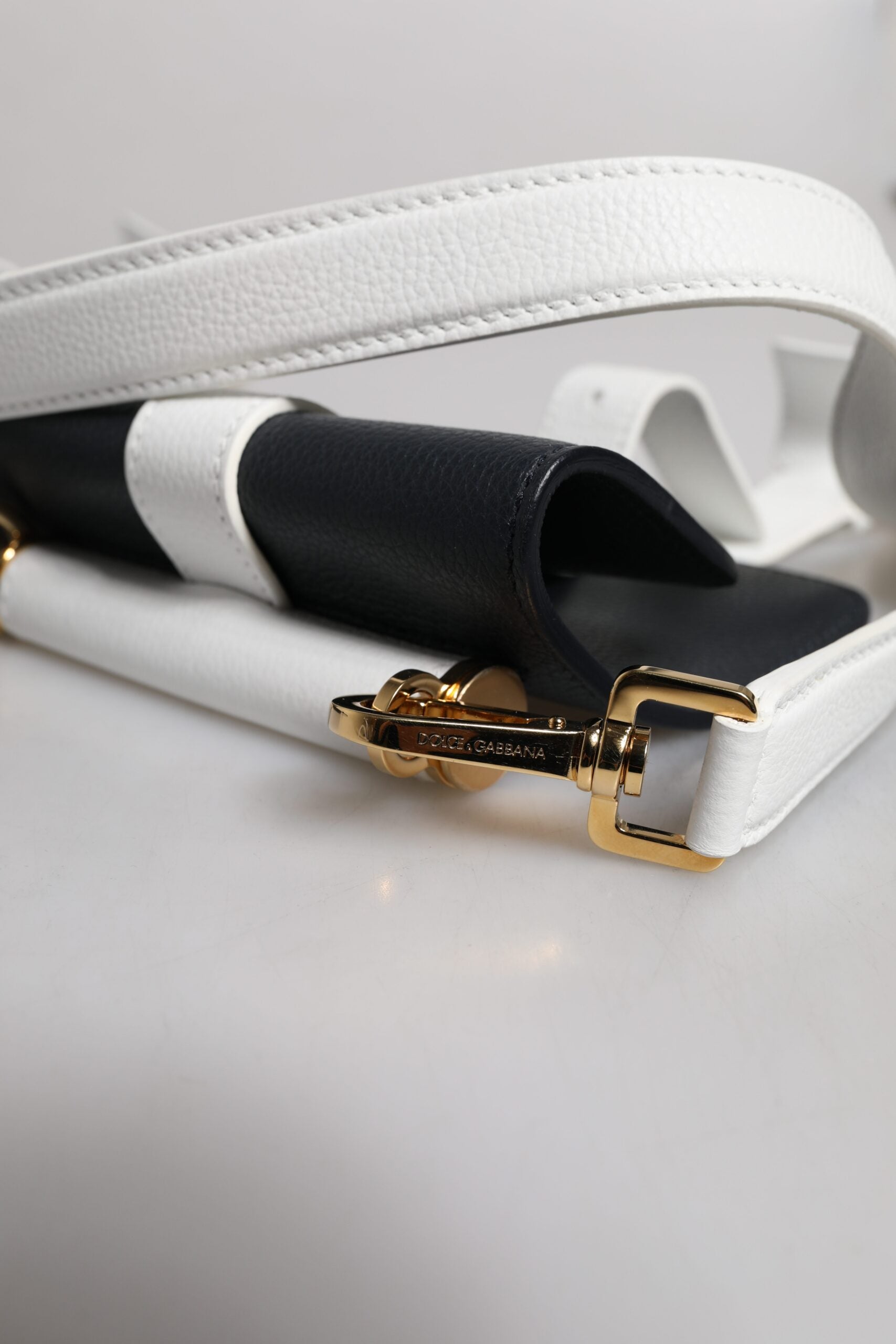 Blue White Calfskin Leather Crossbody Shoulder Bag And Cotton