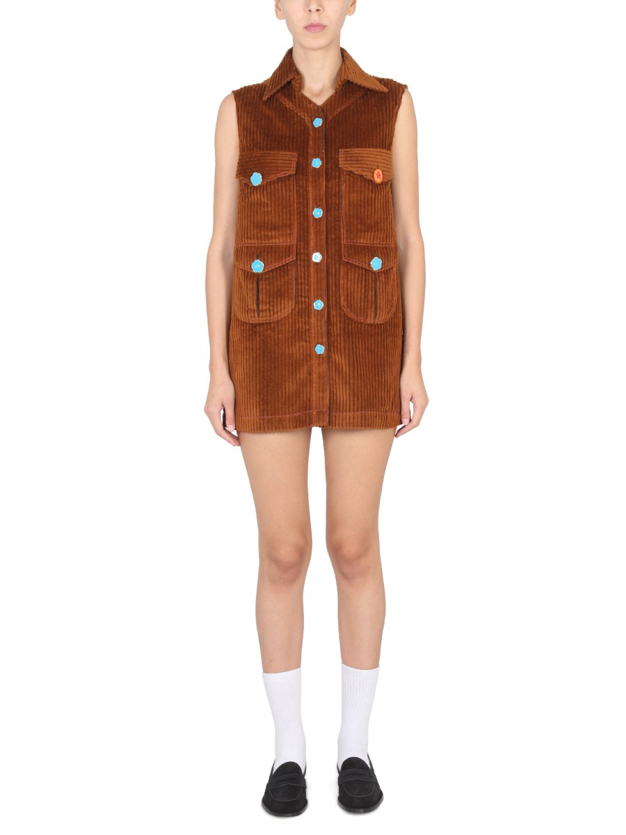 Corduroy Dress Brown Cotton