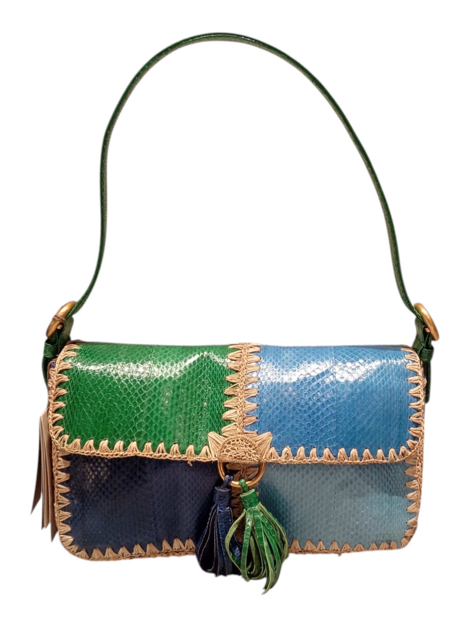 Baguette Patchwork T Blue Bag