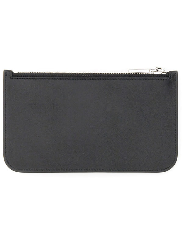 Pouch With Logo Black Leather Clutch Bags