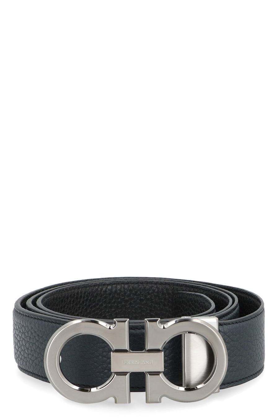 Gancini Reversible Leather Belt Black Calfskin