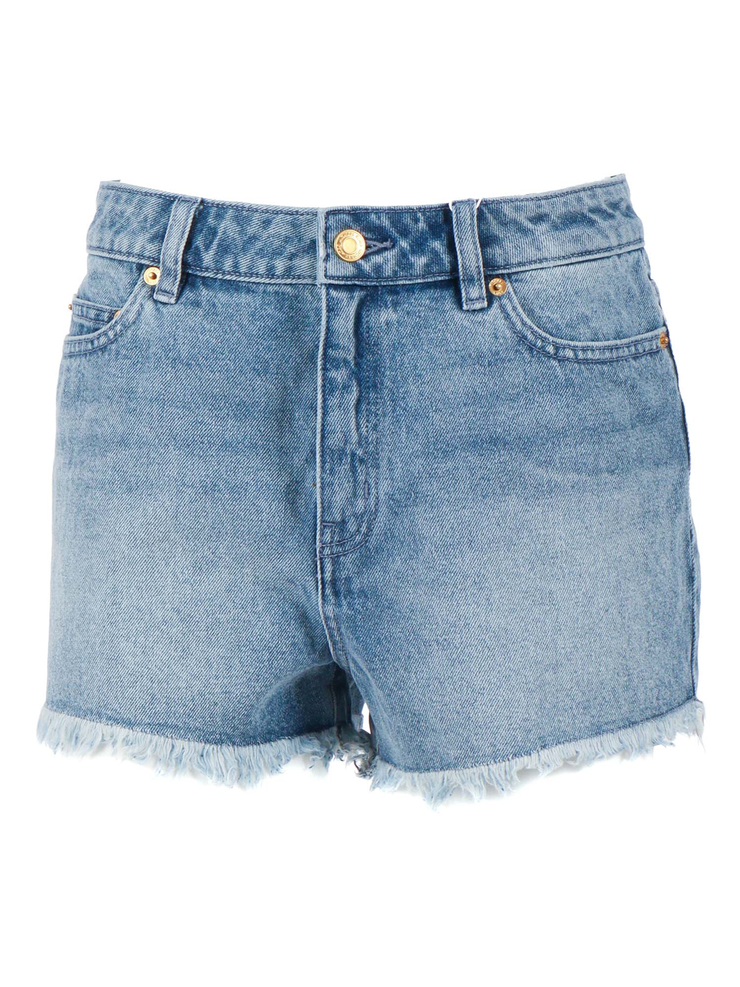 GINGHAM FLAT FRNT SHORT Blue Cotton Bermuda