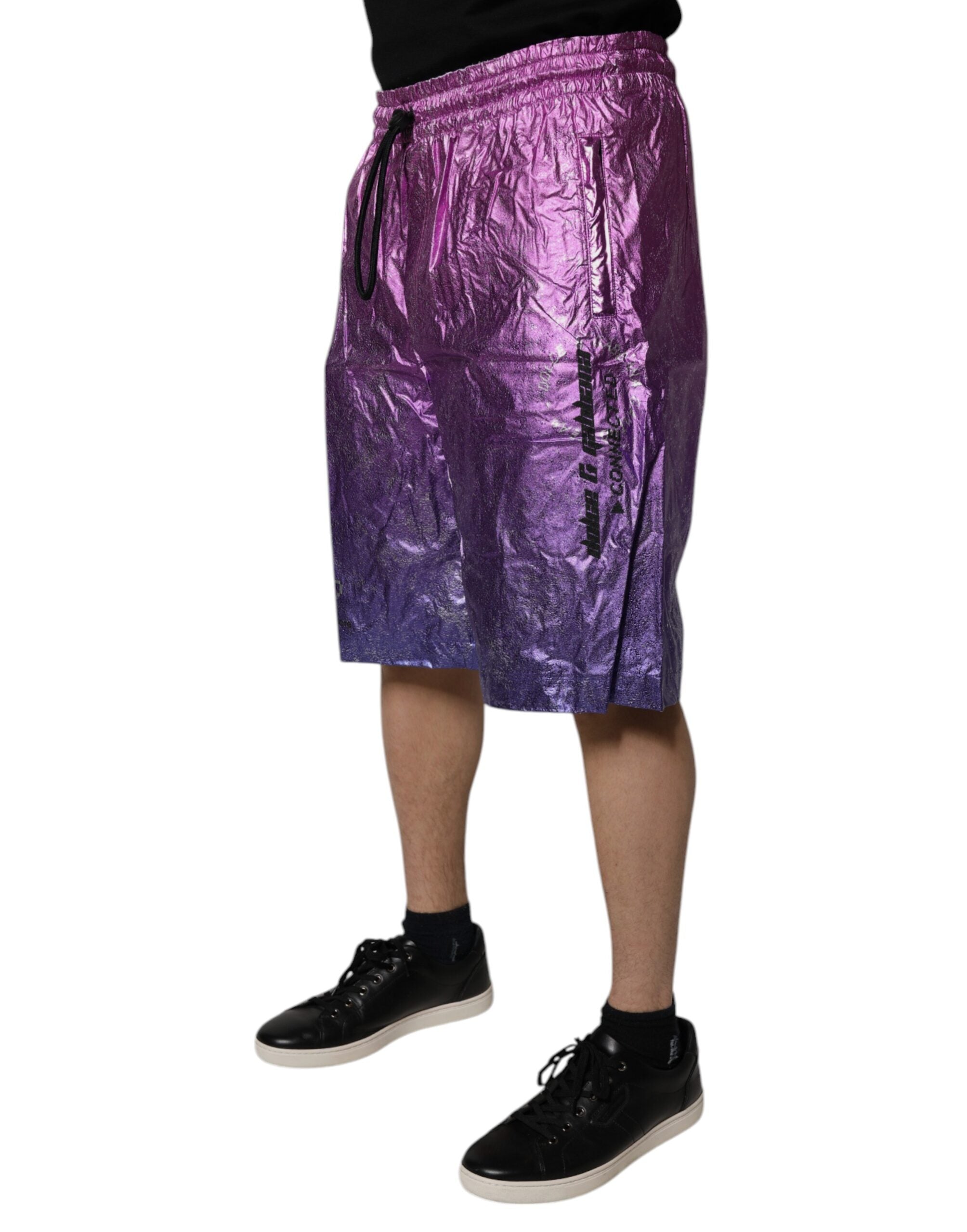 Dolce & Gabbana 100% Nylon bermuda shorts in purple — view 3