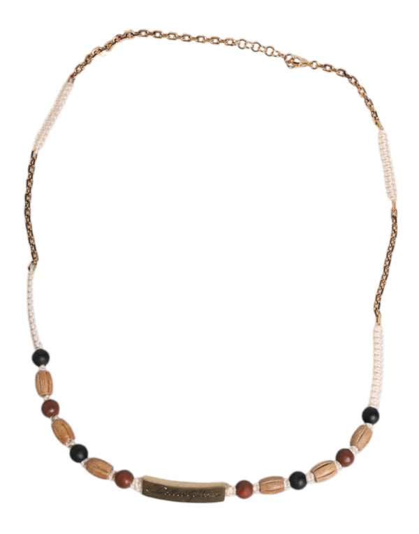 Dolce & Gabbana Wood beaded necklace in gold