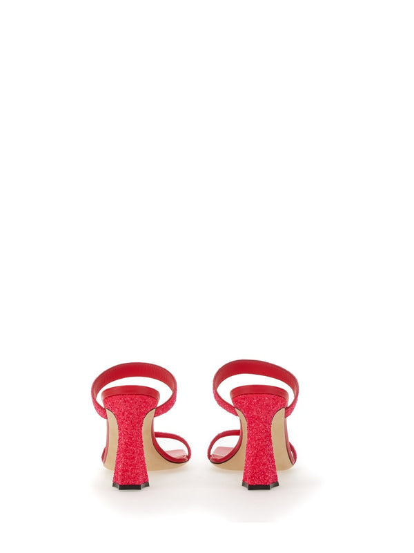 Mules With Glitter Fuchsia Polyester