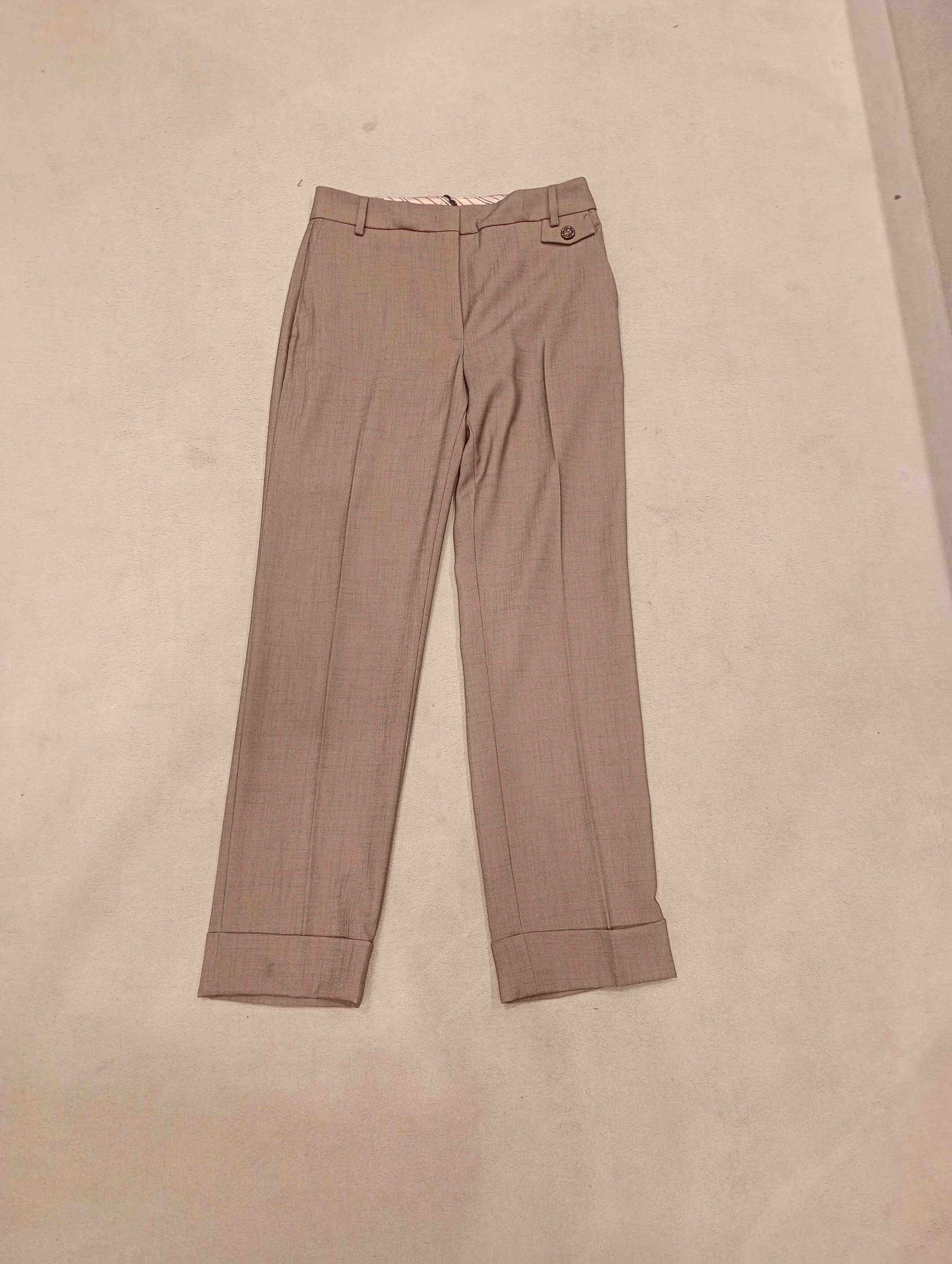 Pant.dritto Con Risvolto Grey Polyester |