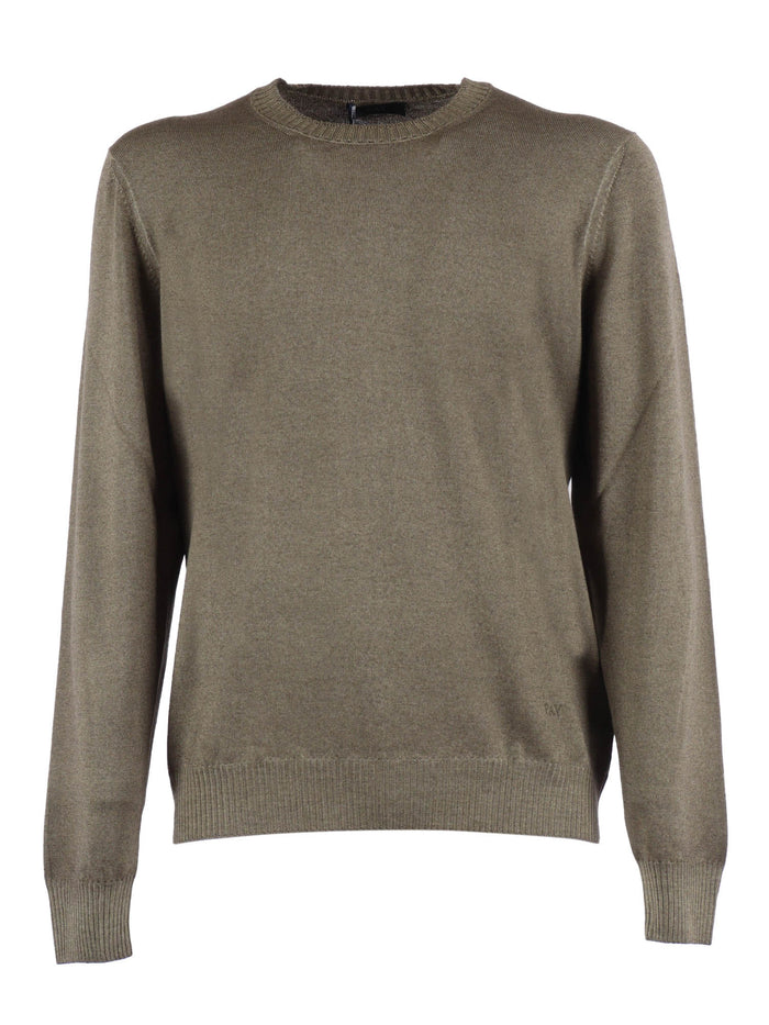Crewneck Sweater Green Virgin Wool