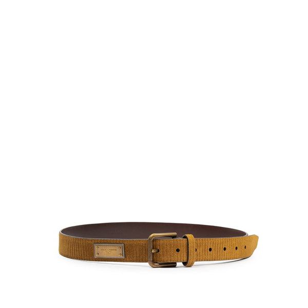 Dolce & Gabbana Velvet and leather belt in brown
