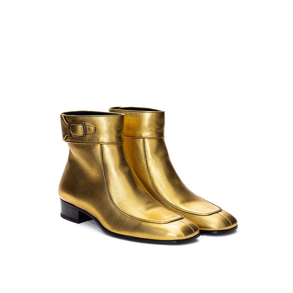 Saint Laurent 100% Leather ankle boot in gold — view 2