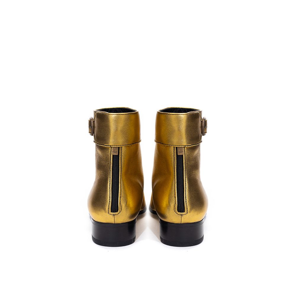 Saint Laurent 100% Leather ankle boot in gold — view 3