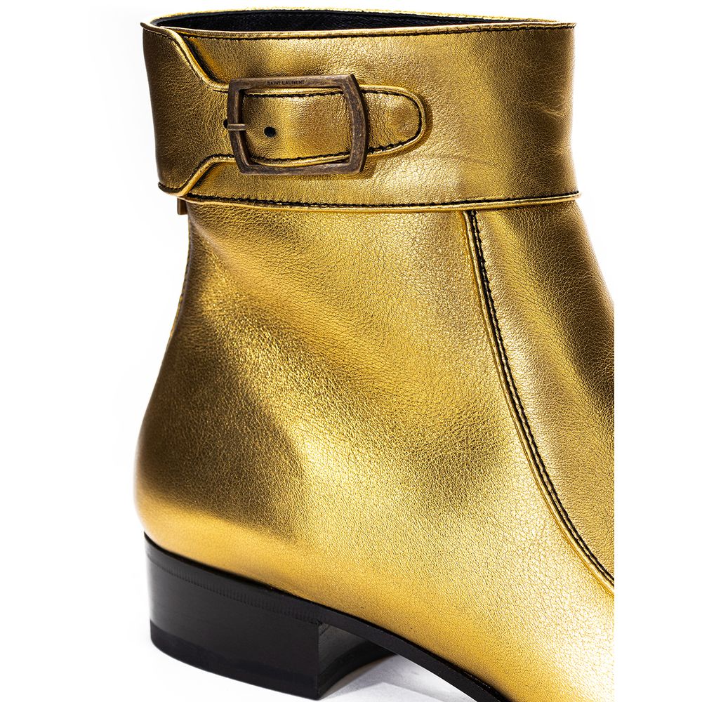 Saint Laurent 100% Leather ankle boot in gold — view 4