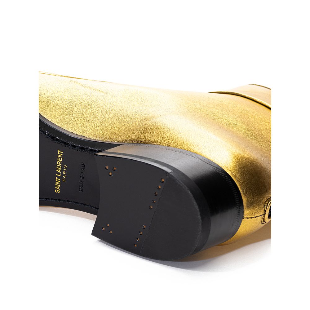 Saint Laurent 100% Leather ankle boot in gold — view 5