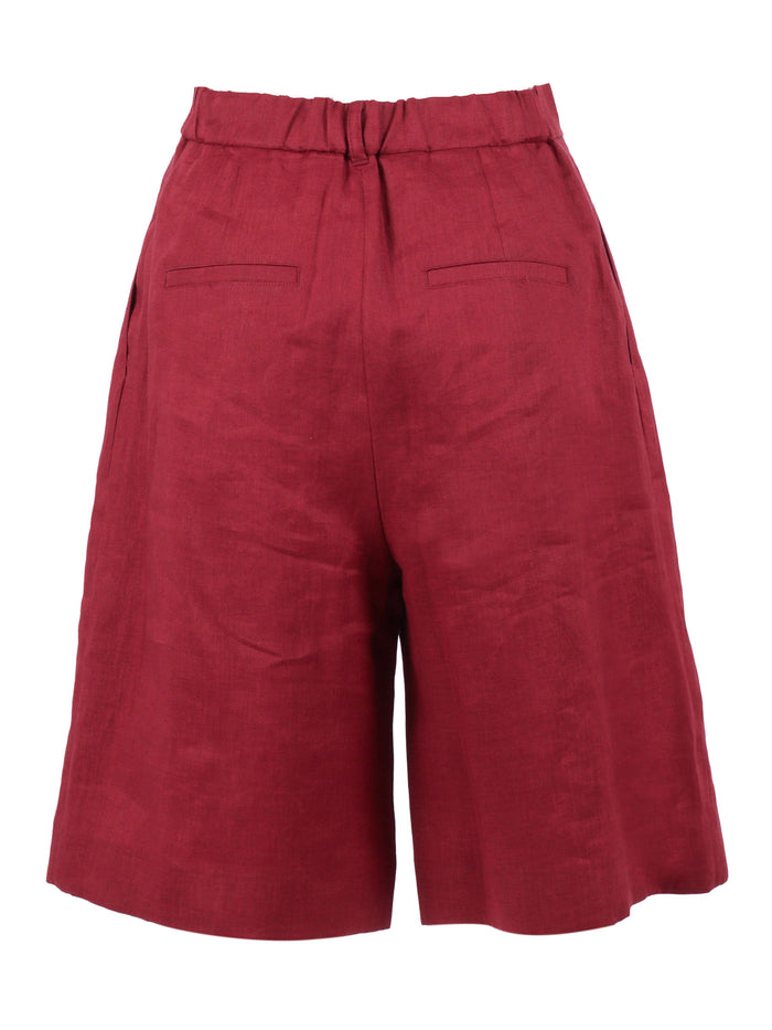 SHORTS Red Linen Lining Cotton