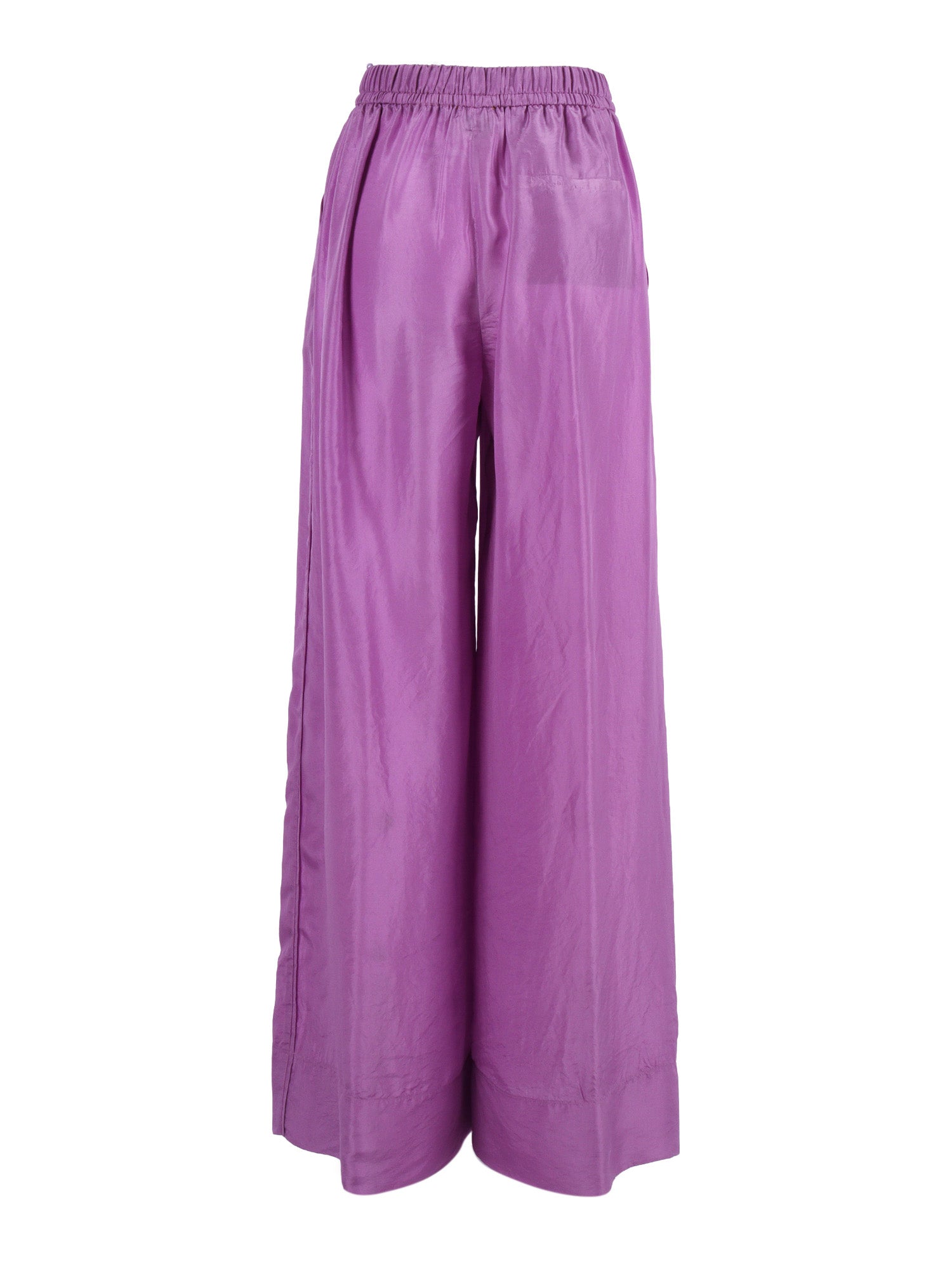 Drawstring Trousers Silk Habotai Purple