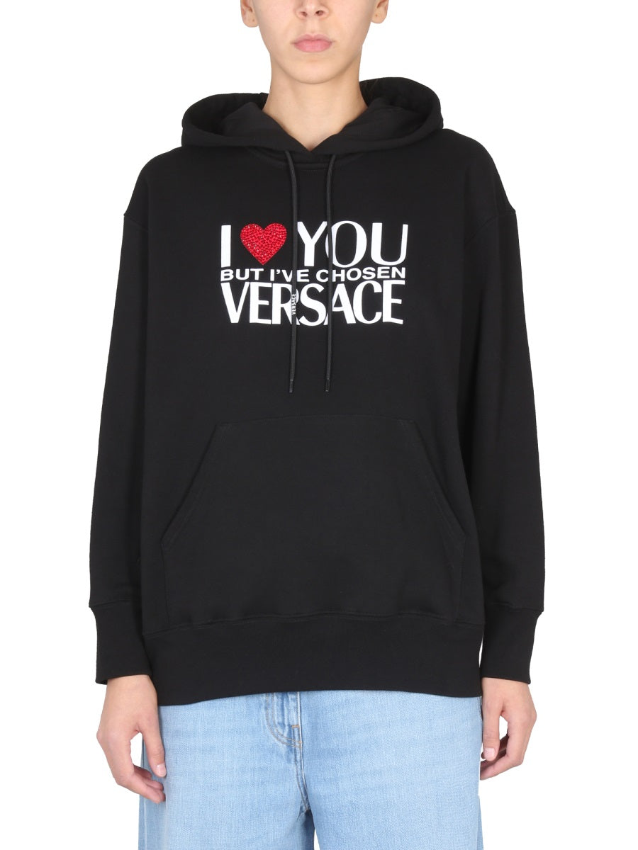 Sweatshirt With I Love You Logo Black Cotton Sweatshirts