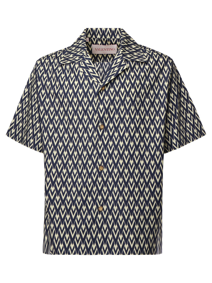 Valentino Garavani Shirts Navy, Cream Silk
