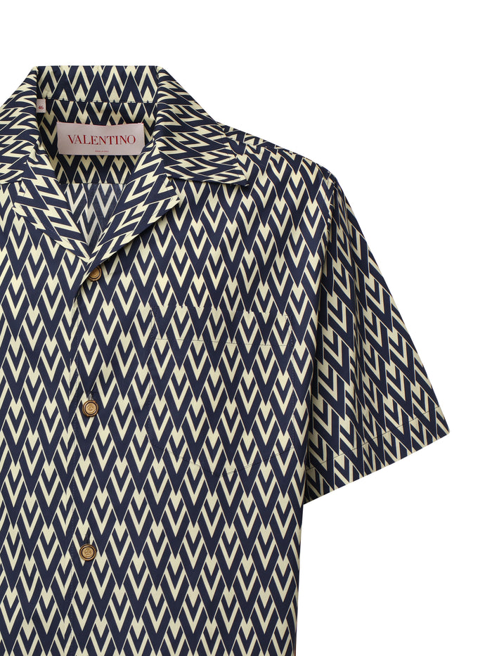 Valentino Garavani Shirts Navy, Cream Silk