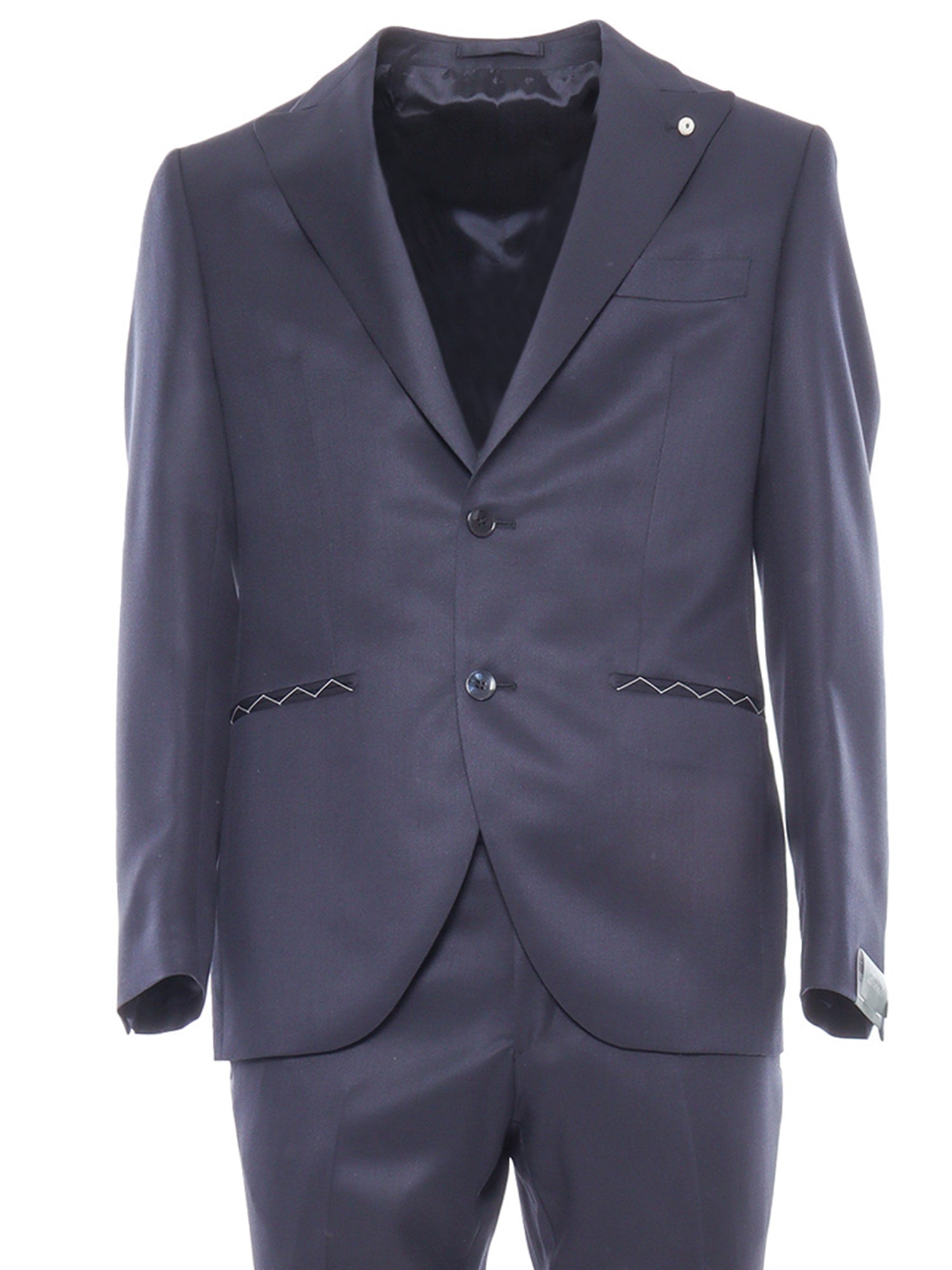 Single-breasted suit Blue Virgin Wool Silk Jacket