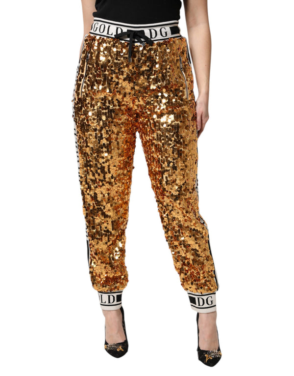 Dolce & Gabbana 100% Polyester jogger pants in gold