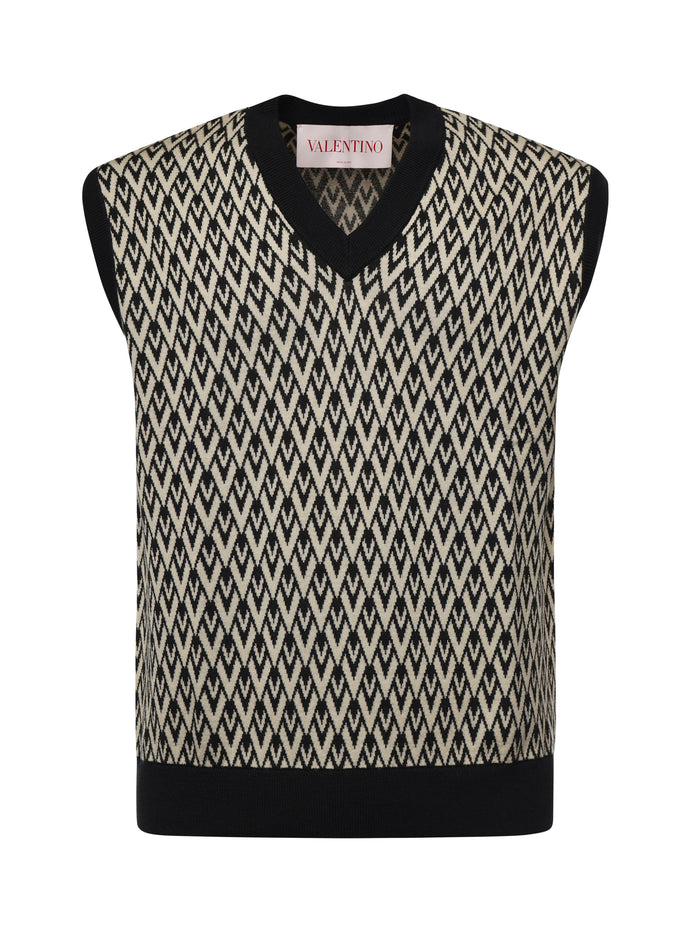 Valentino Garavani Sweaters Navy, Cream Virgin Wool