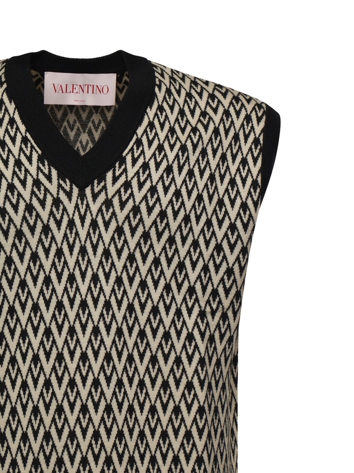 Valentino Garavani Sweaters Navy, Cream Virgin Wool