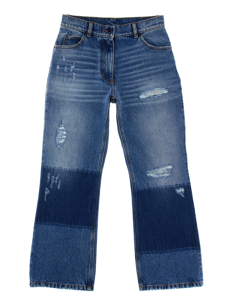 Jeans With Star Inlays Denim Vintage Effect