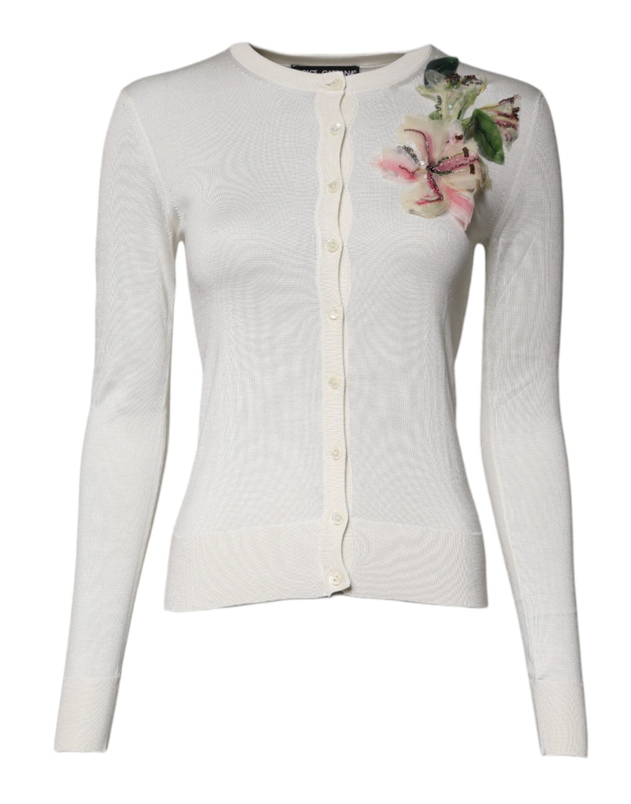 Dolce & Gabbana 70% Silk cardigan in white