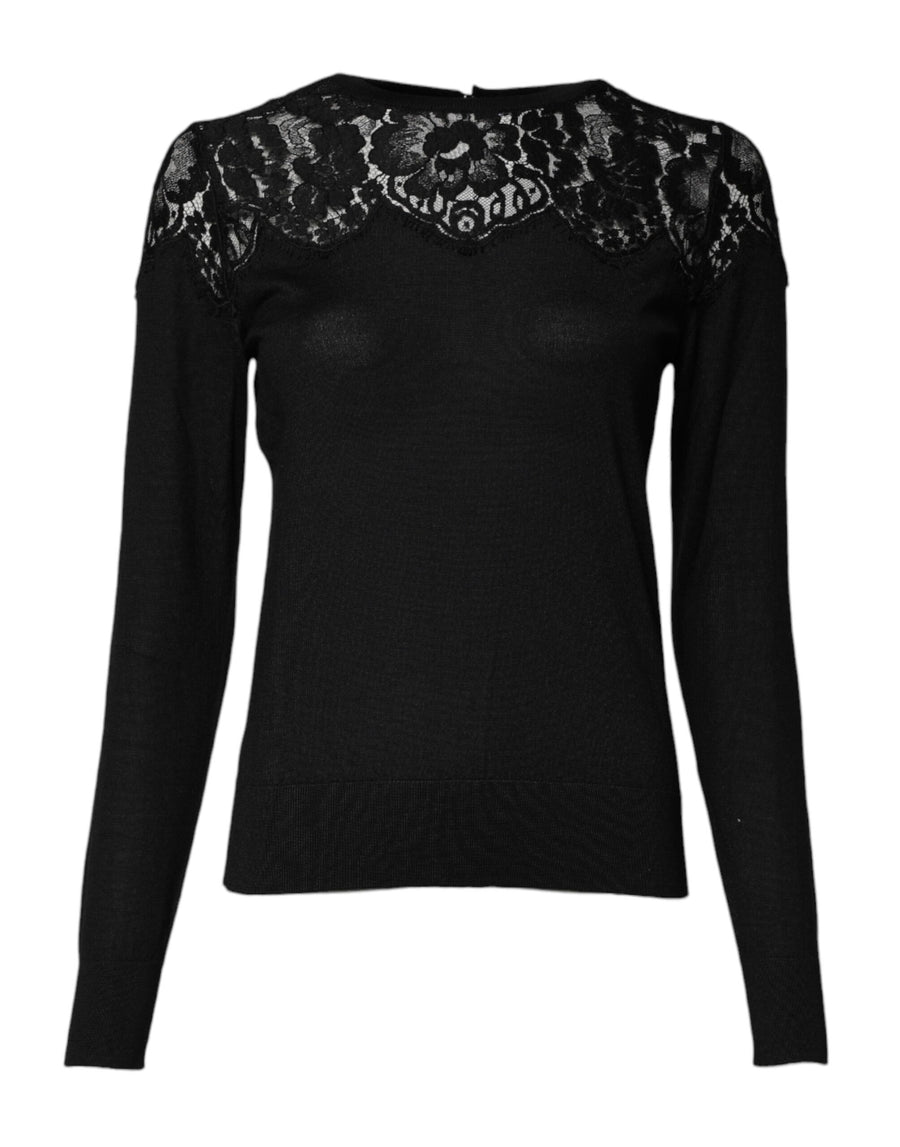 Dolce & Gabbana 60% Cashmere 25% Silk 12% Cotton 3% Nylon blouse in black