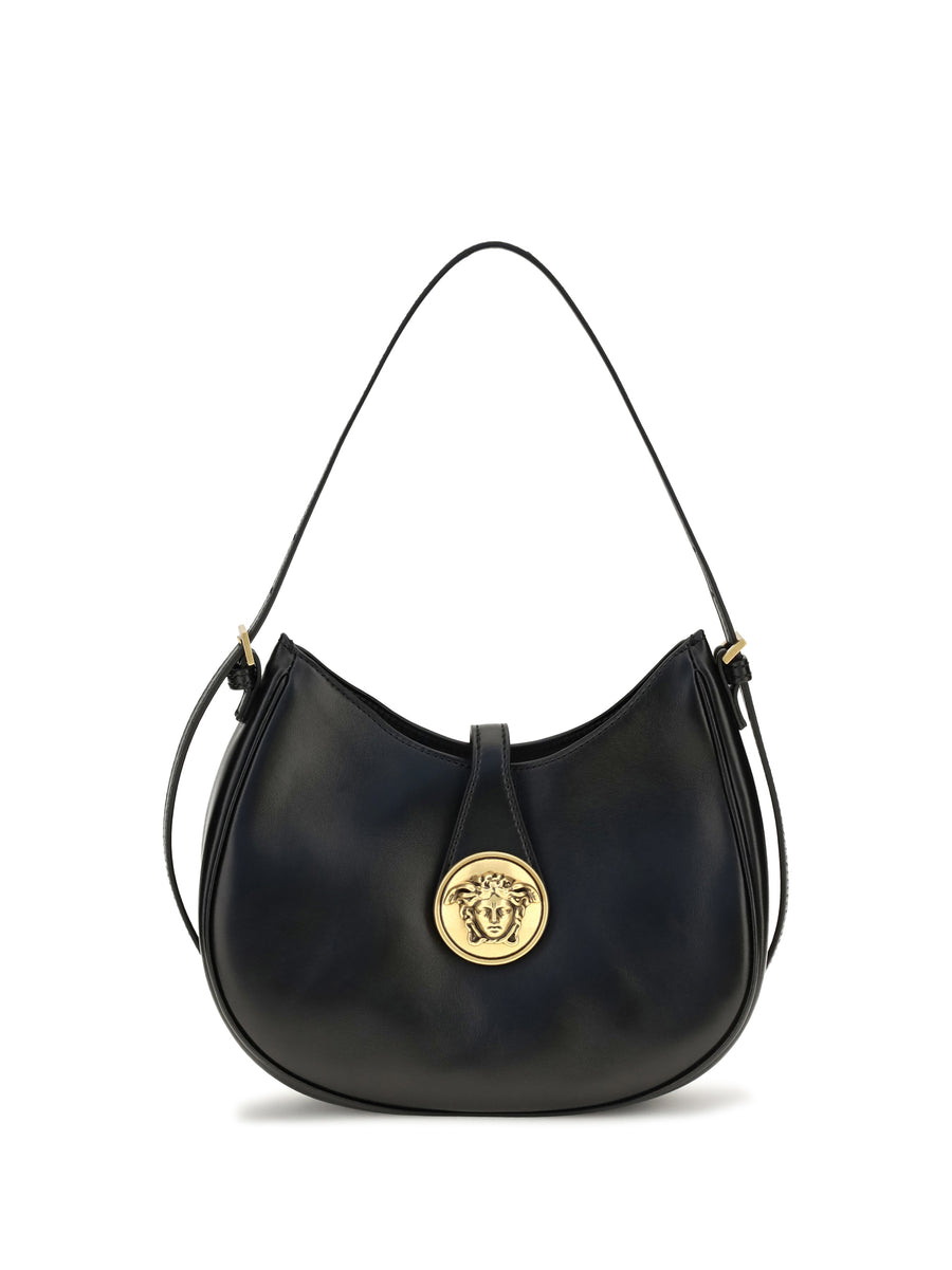 Small Emblème Hobo Lambskin Shoulder Bag Black/gold Calf Leather Bos Taurus
