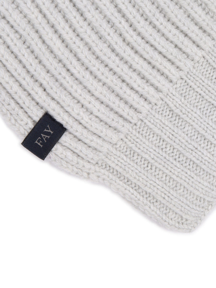 Ribbed Scarf Grey Virgin Wool