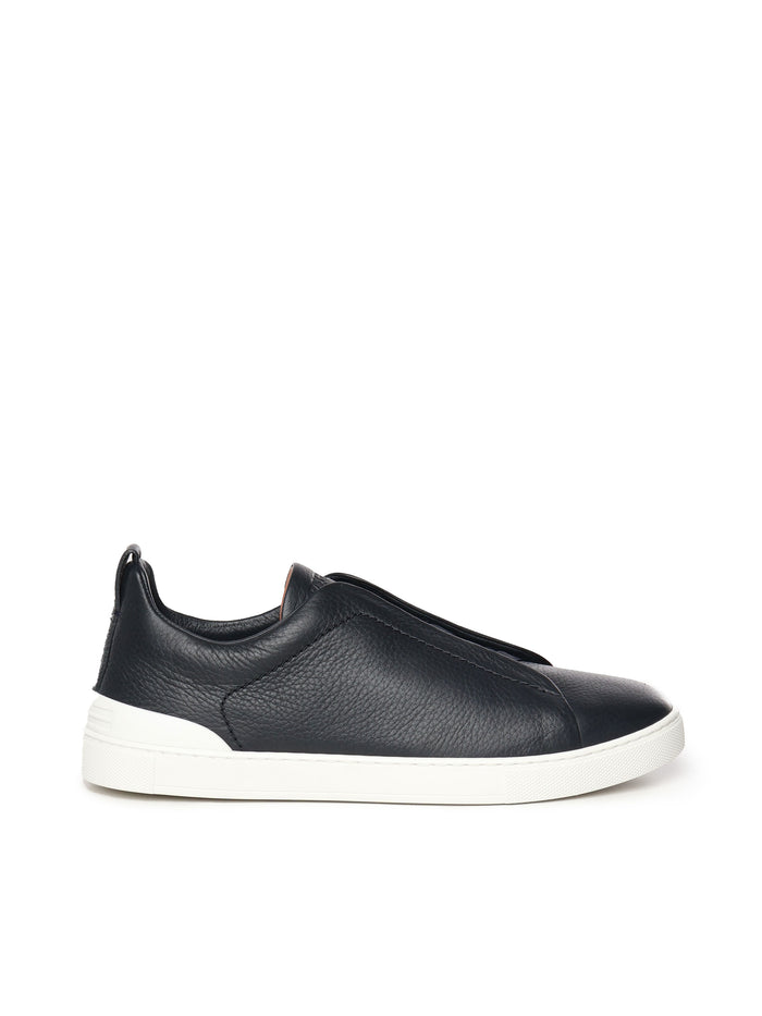 Zegna Sneakers Blue Navy Deerskin